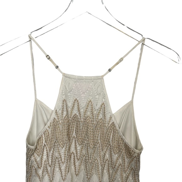 Lilly Pulitzer Mini Dress Sparkly Gold Thread Crochet Adjustable Straps XXS - Picture 7 of 9